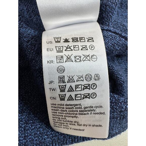 Calvin Klein Italian Merino Sweater Heathered Blue Mens Large V Neck Classic - Picture 10 of 13